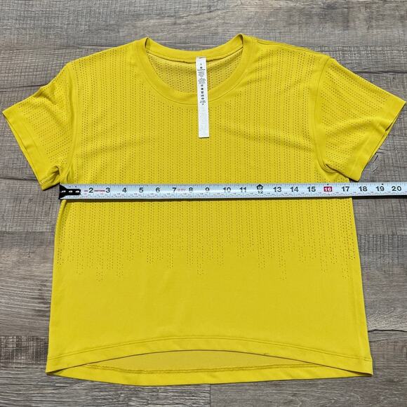 Lululemon Size Small Yellow Mesh Vent Short Sleeve Athletic Running Crew T Shirt - Picture 5 of 8